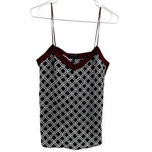 Armani Jeans Printed Camisole Top V Neck Unlined Colorblock Black Red 8